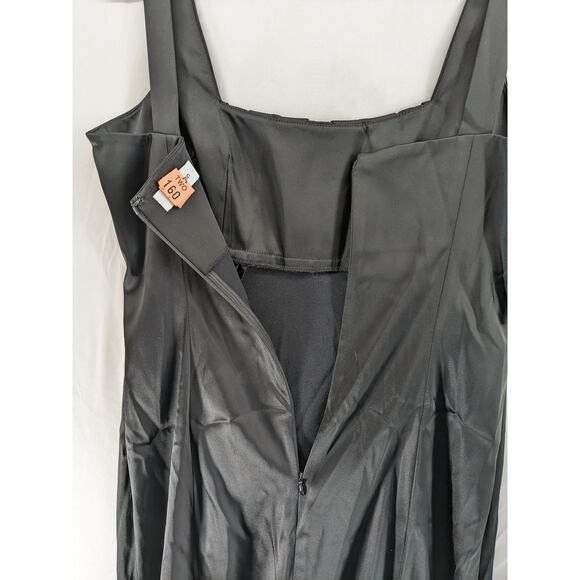 Calvin Klein Pleated XS Satin Dress Black Cocktail Mini Sleeveless Fitted Zipper - Picture 3 of 13